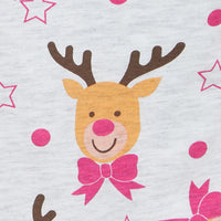 Mr Crimbo Girls Kids Christmas Pyjama Set Rudolph Print - MrCrimbo.co.uk -SRG4Q17467_F - Grey -11-13 years