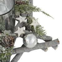 Mr Crimbo Christmas Candle Holder Star Twigs Pine Cones - MrCrimbo.co.uk -XS5767 - 20cm -candle holder