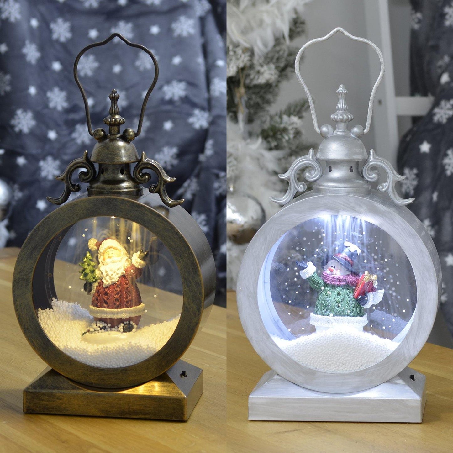 Mr Crimbo 13" Christmas Lantern Musical LED Light Snowing - MrCrimbo.co.uk