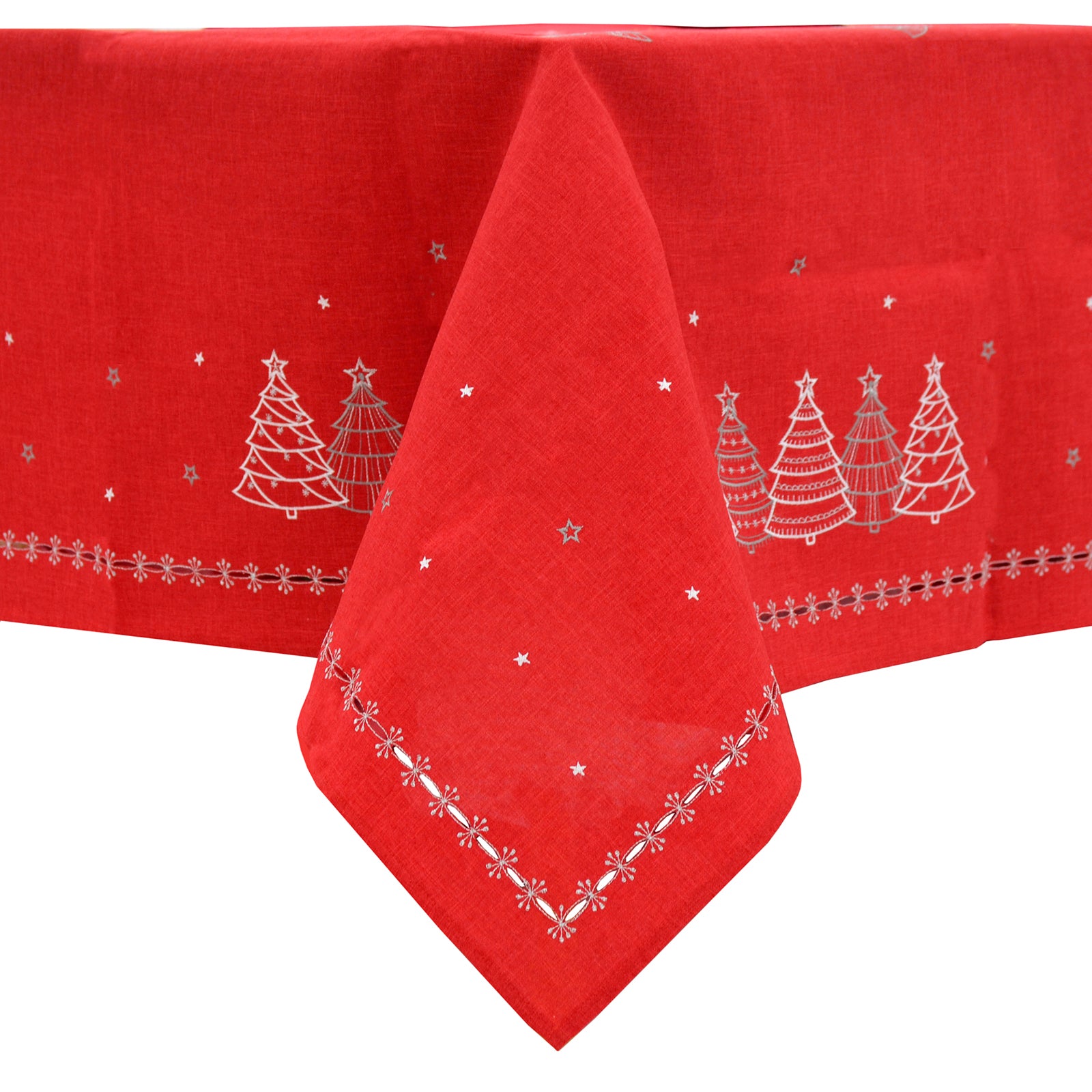 Red and silver 2025 table runner