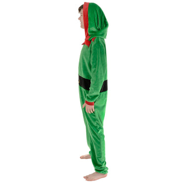 Mr Crimbo Mens All in One Elf Pyjama Suit Christmas Nightwear - MrCrimbo.co.uk -XS7320 - M -xmaspjs