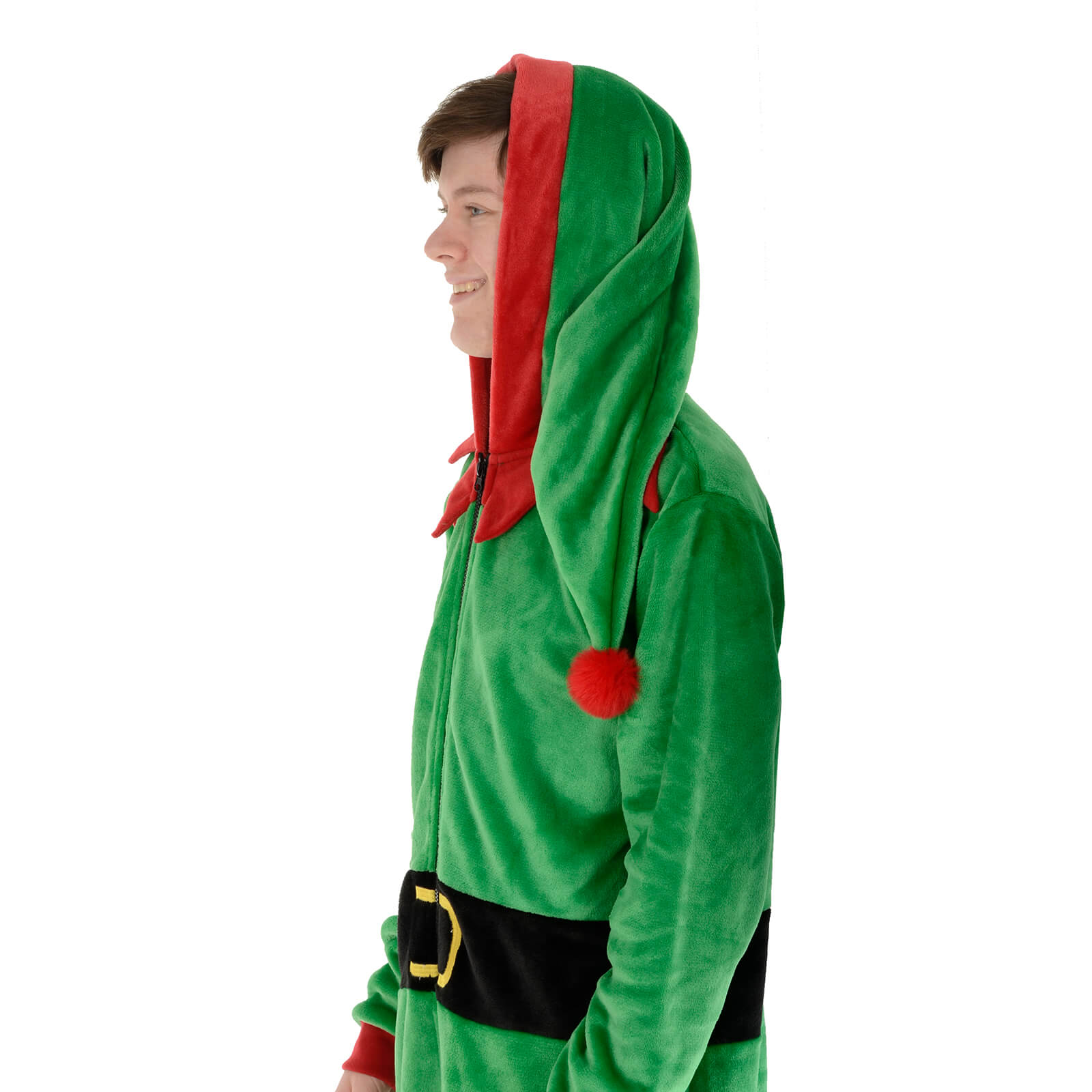 Mr Crimbo Mens All in One Elf Pyjama Suit Christmas Nightwear - MrCrimbo.co.uk -XS7320 - M -xmaspjs