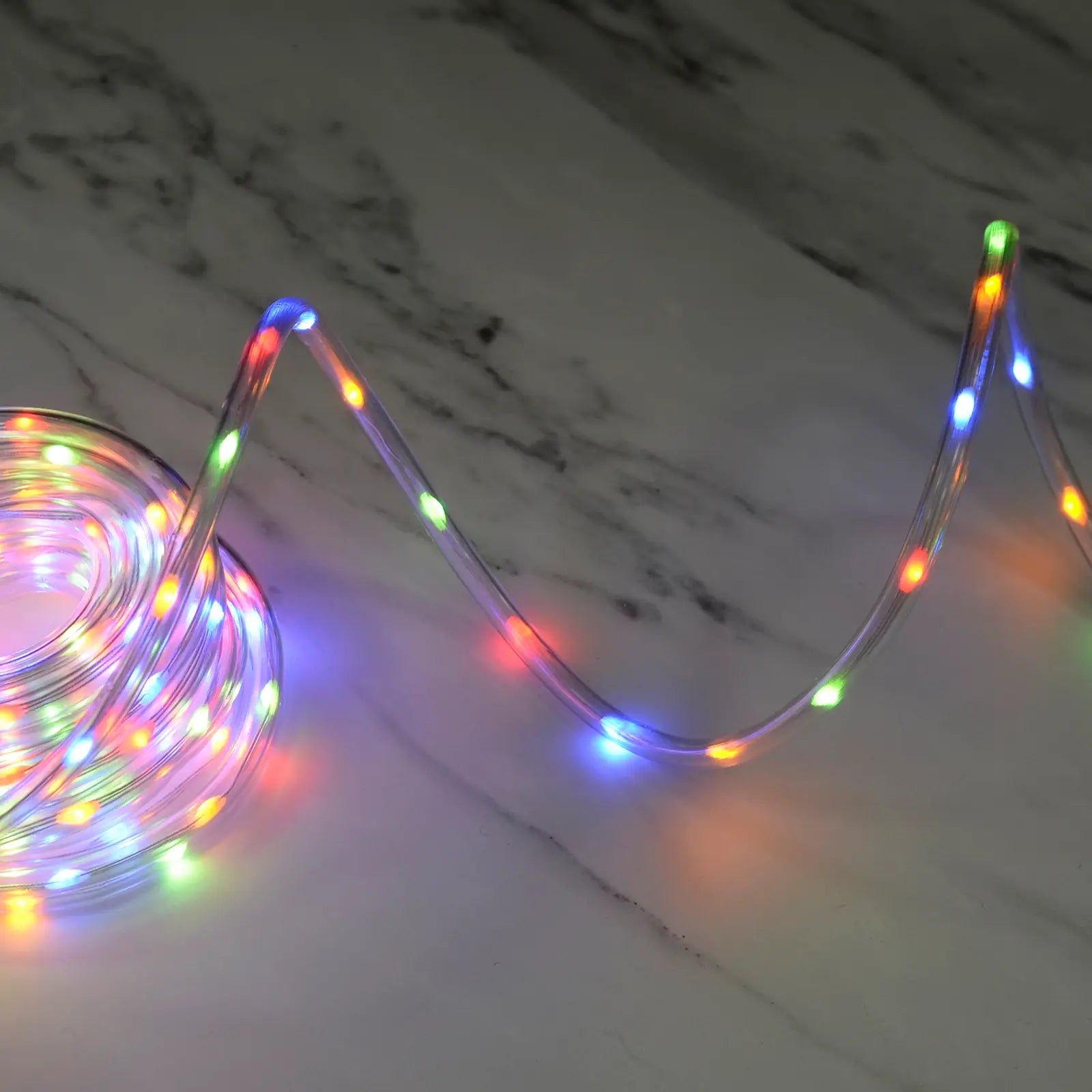 Multicoloured  LED rope light for decorating home and garden