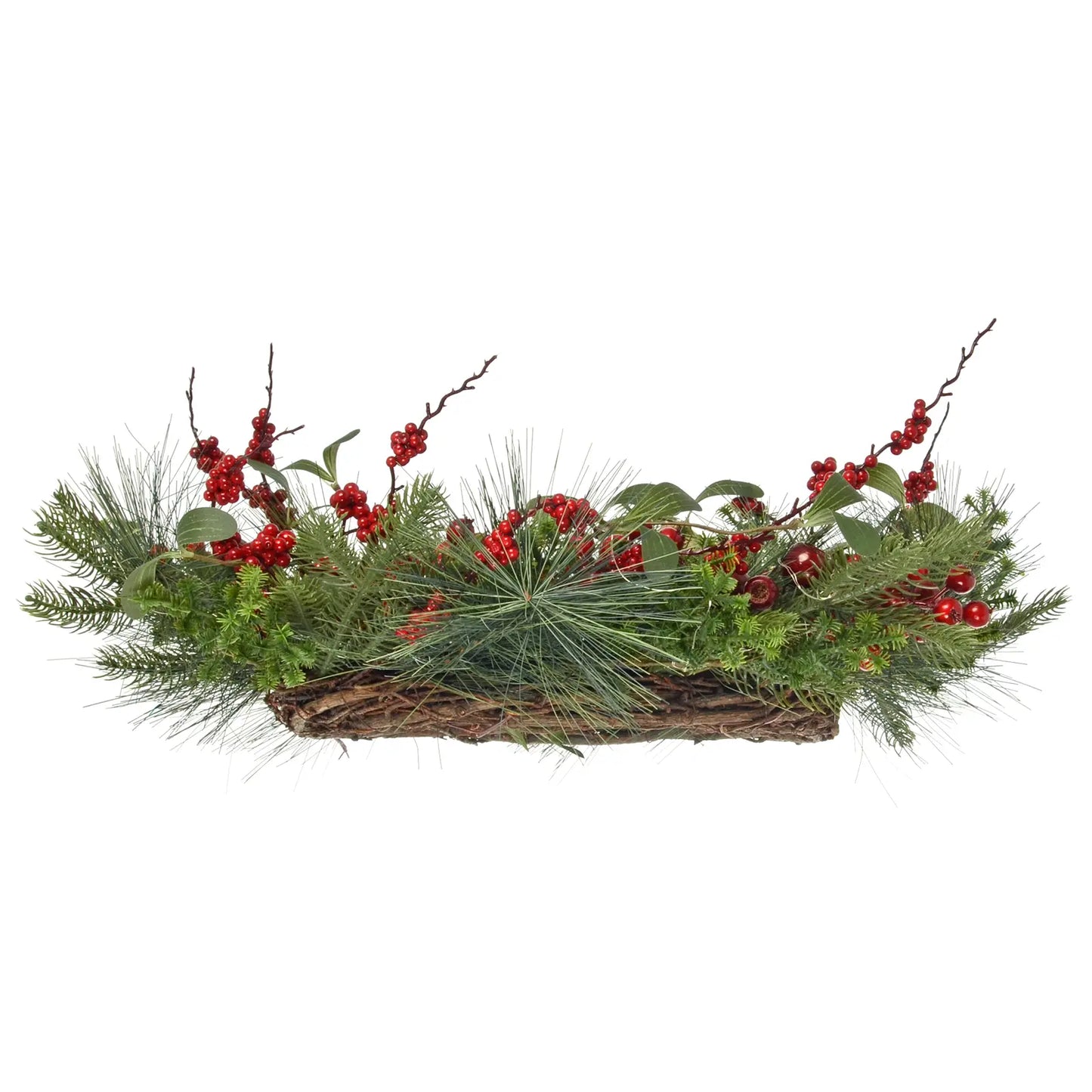 Mr Crimbo 60cm Light Up Christmas Wreath Natural Red Berries - MrCrimbo.co.uk -XS7611 - -