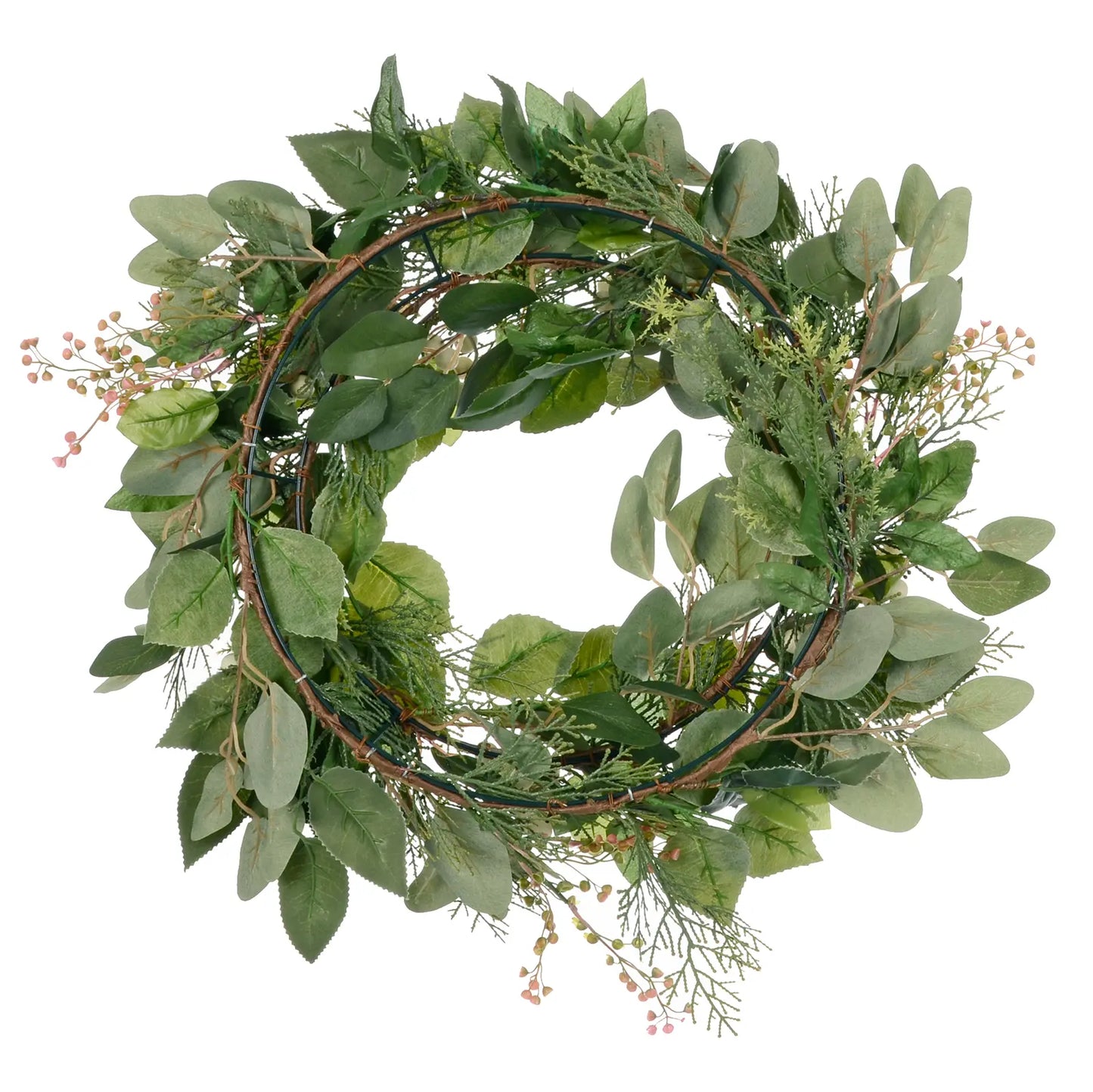 back view of christmas wreath featuring double metal frame for durability