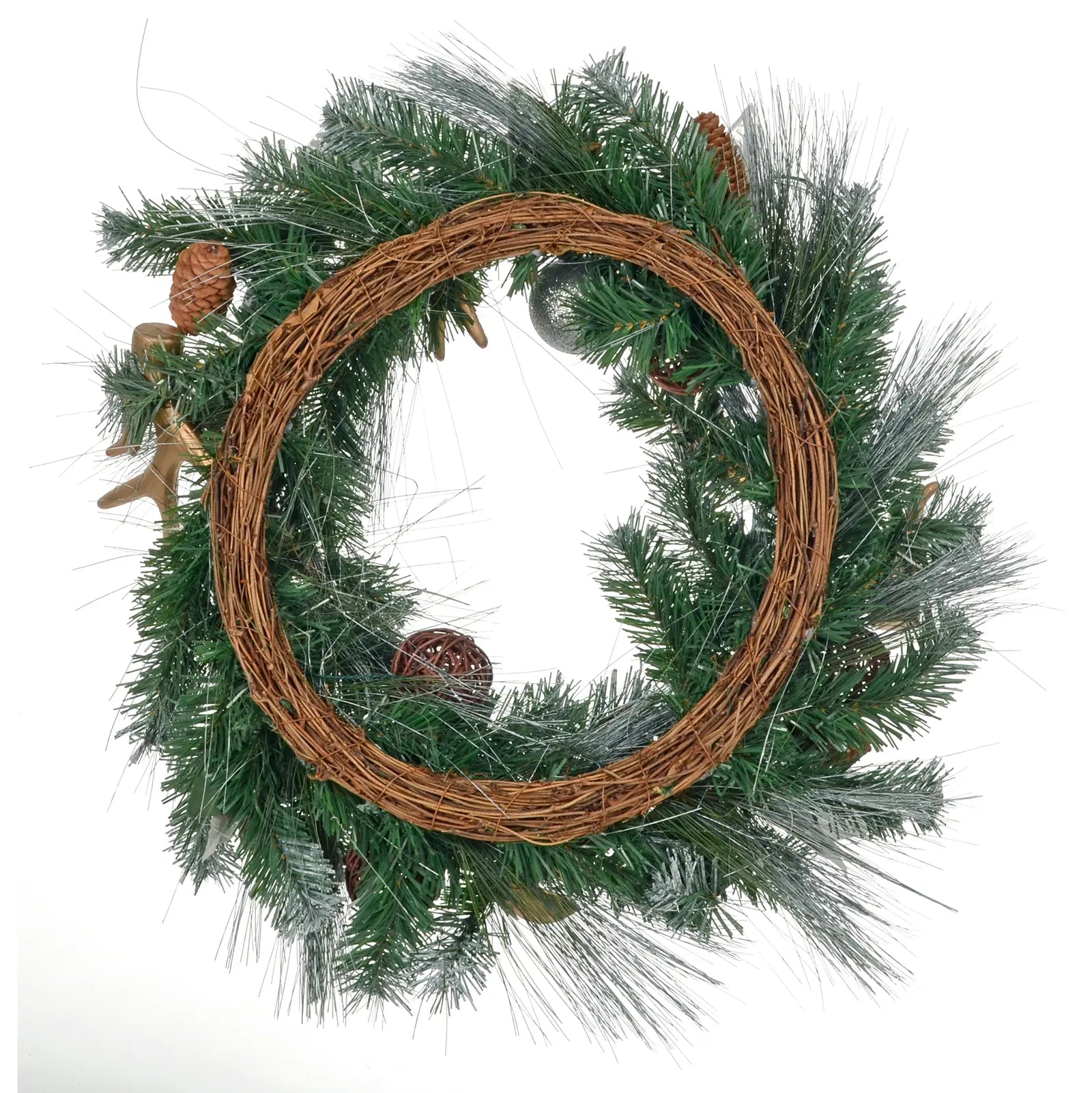 reverse view of christmas wreath with willow style wreath ring