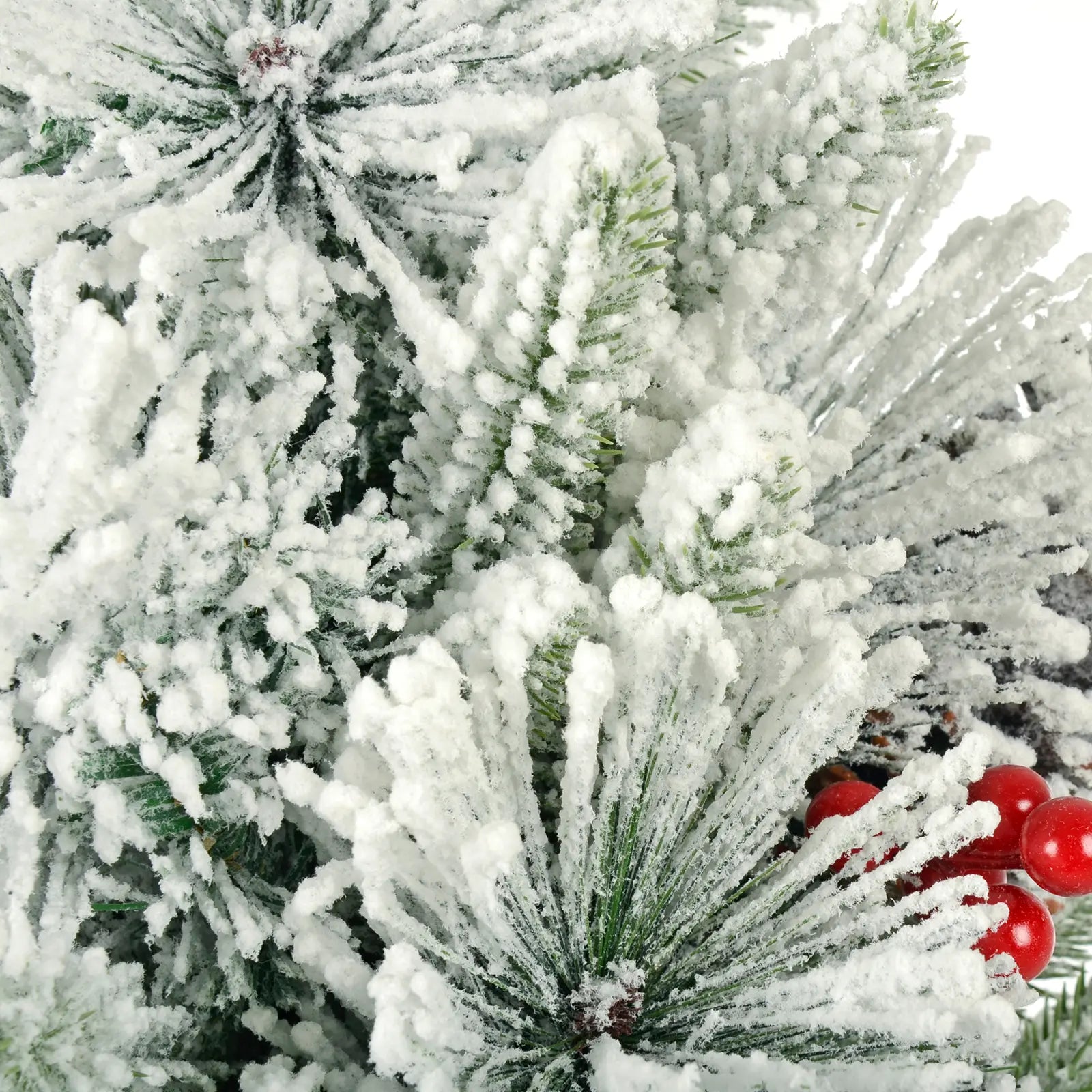 Mr Crimbo 60cm Mini Flocked Christmas Tree Pine Cone Berries - MrCrimbo.co.uk -XS7634 - -2ft christmas tree