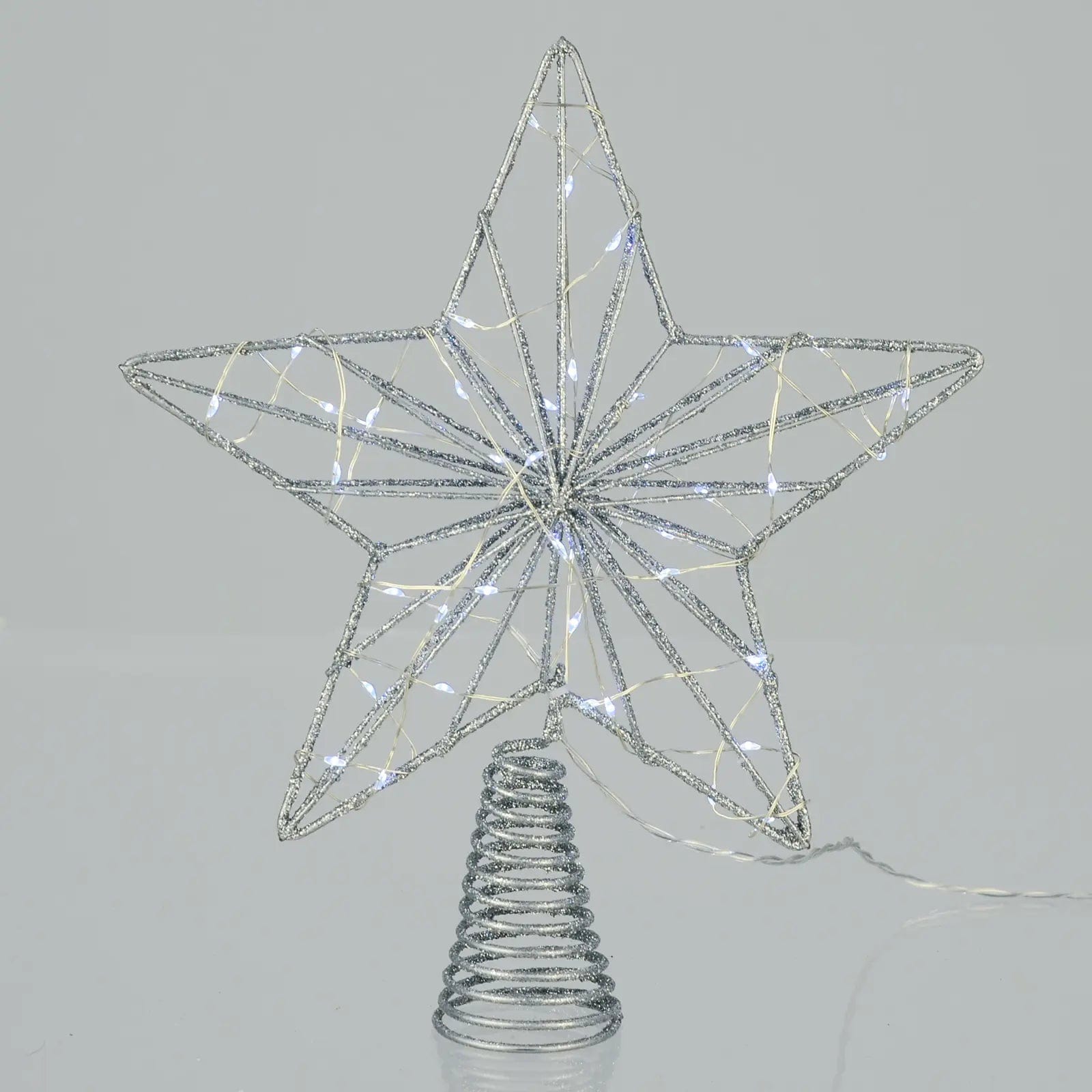 christmas star shaped tree topper featuring bright white micro led copper lights