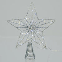 christmas star shaped tree topper featuring bright white micro led copper lights