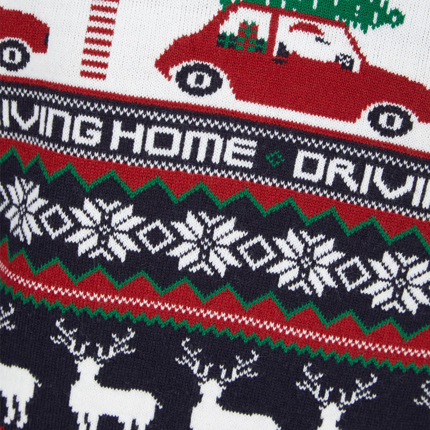 Mr Crimbo Mens Driving Home Fair Isle Style Christmas Jumper - MrCrimbo.co.uk -SRG1A189551_A - Ink -Ink