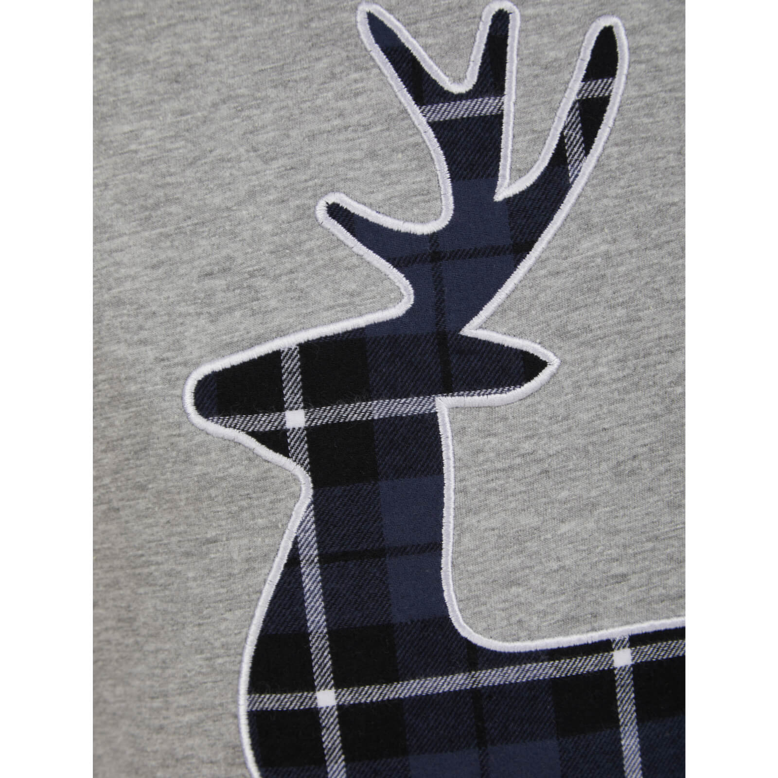 Mr Crimbo Mens Christmas Pyjama Set Reindeer/Stag Check Bottoms - MrCrimbo.co.uk -SRG1Q17454_F - Grey/Navy -Black