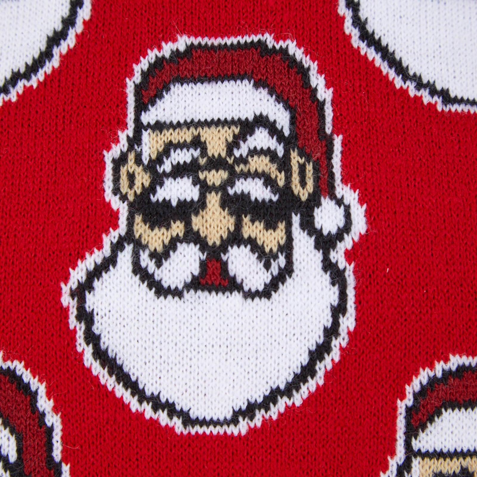 Mr Crimbo Kids Novelty Small Santa Heads Christmas Jumper - MrCrimbo.co.uk -SRG2A189861_A - Red -11-13 years