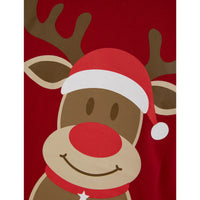 Mr Crimbo Kids Christmas Pyjama Set Rudolph Print Top Red Navy - MrCrimbo.co.uk -SRG2Q17459_F - Red/Navy -11-13