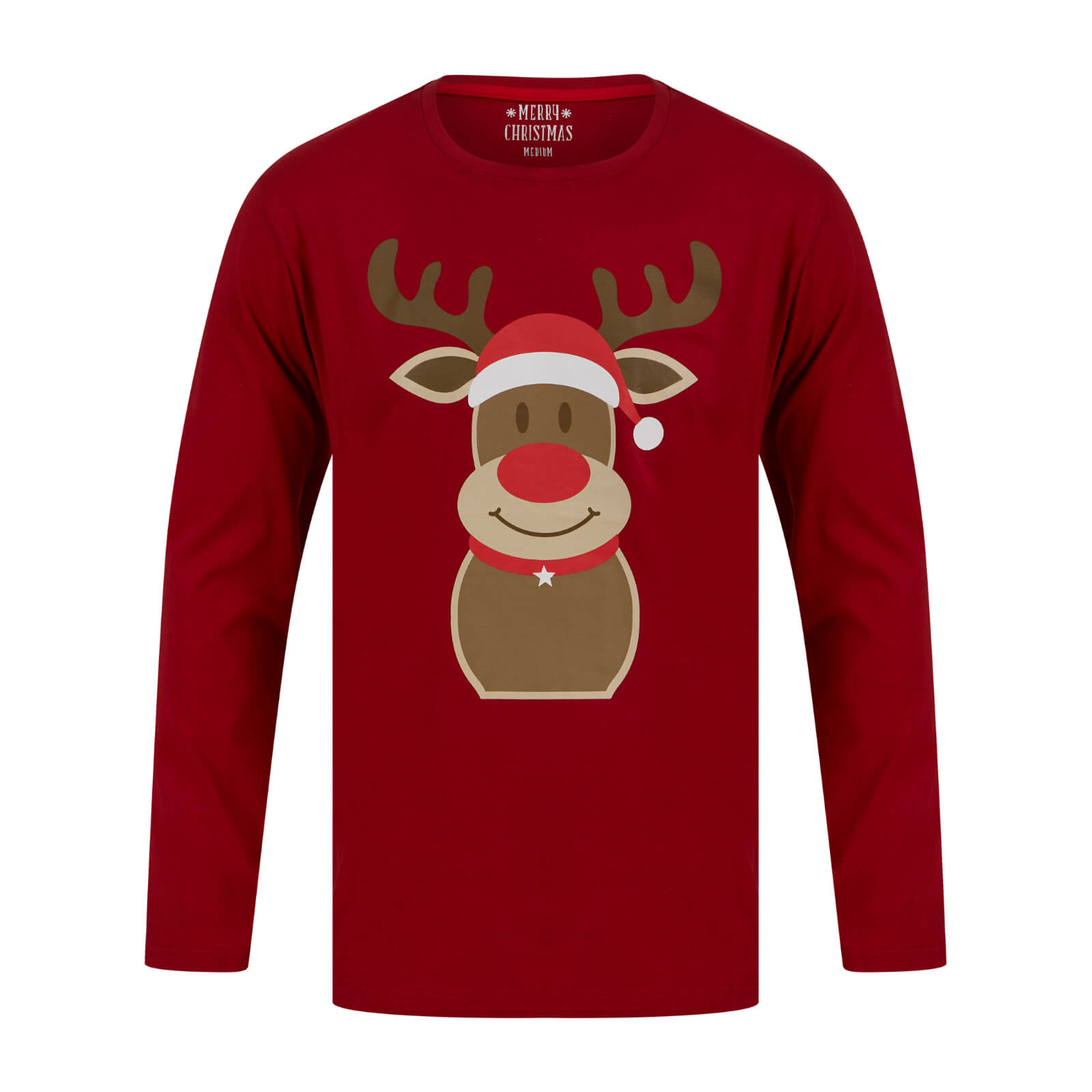 Mr Crimbo Kids Christmas Pyjama Set Rudolph Print Top Red Navy - MrCrimbo.co.uk -SRG2Q17459_F - Red/Navy -11-13