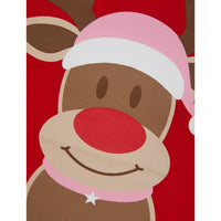 Mr Crimbo Womens Christmas Pyjama Set Rudolph Print/Check Bottoms - MrCrimbo.co.uk -SRG3Q17469_A - Red/White -L