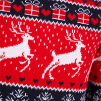 Mr Crimbo Kids Reindeer Traditional Pattern Christmas Jumper - MrCrimbo.co.uk -SRG4A190311_A - Red -11-13 years
