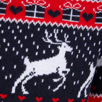 Mr Crimbo Kids Reindeer Traditional Pattern Christmas Jumper - MrCrimbo.co.uk -SRG4A190311_F - Ink -11-13 years