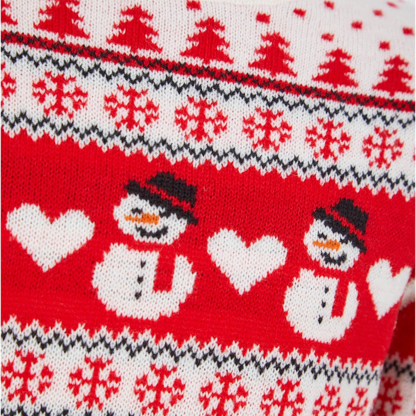 Mr Crimbo Kids Snowman Traditional Pattern Christmas Jumper - MrCrimbo.co.uk -SRG4A190331_A - Red -11-13 years
