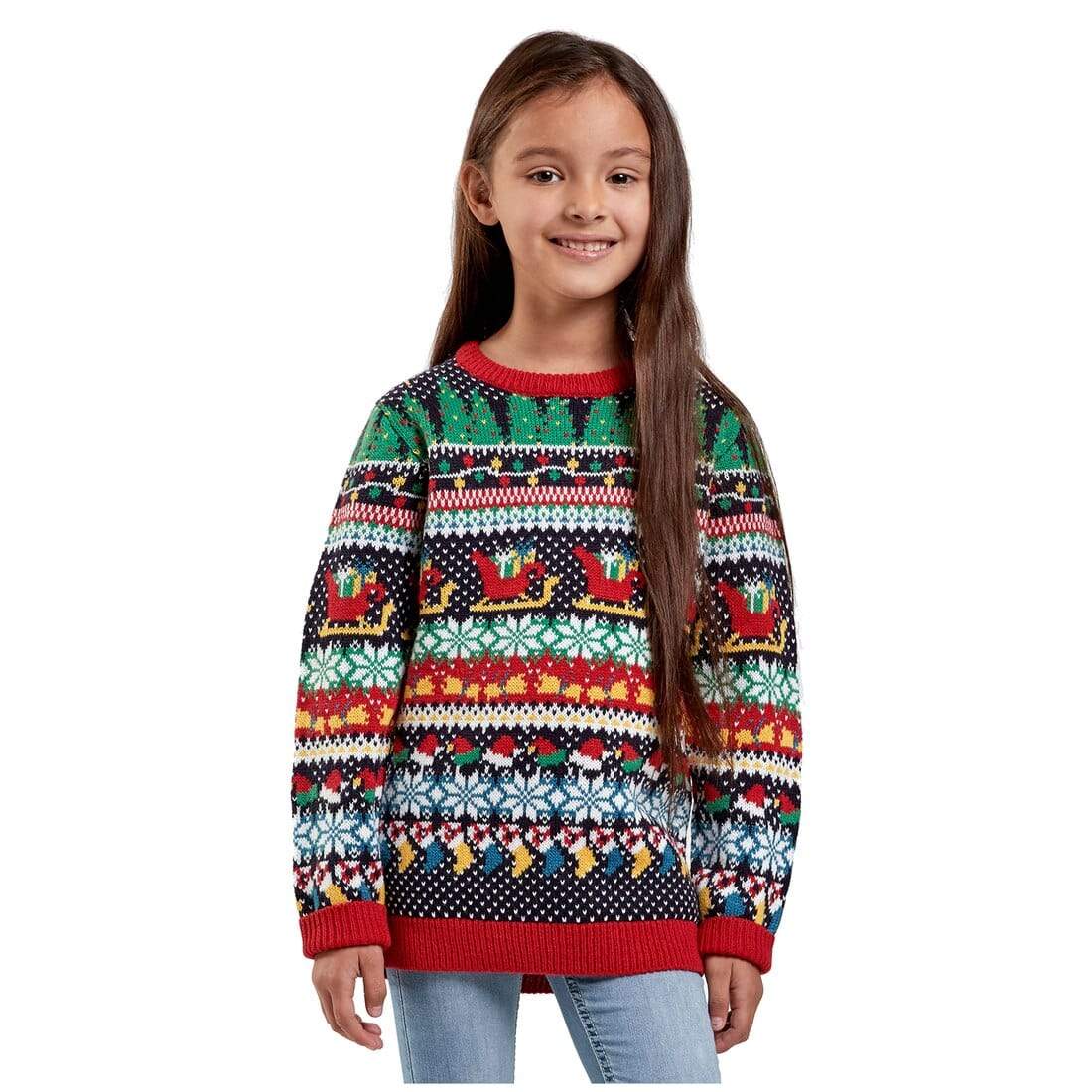 Mr Crimbo Kids Multi Colour Pattern Knit Christmas Jumper MrCrimbo