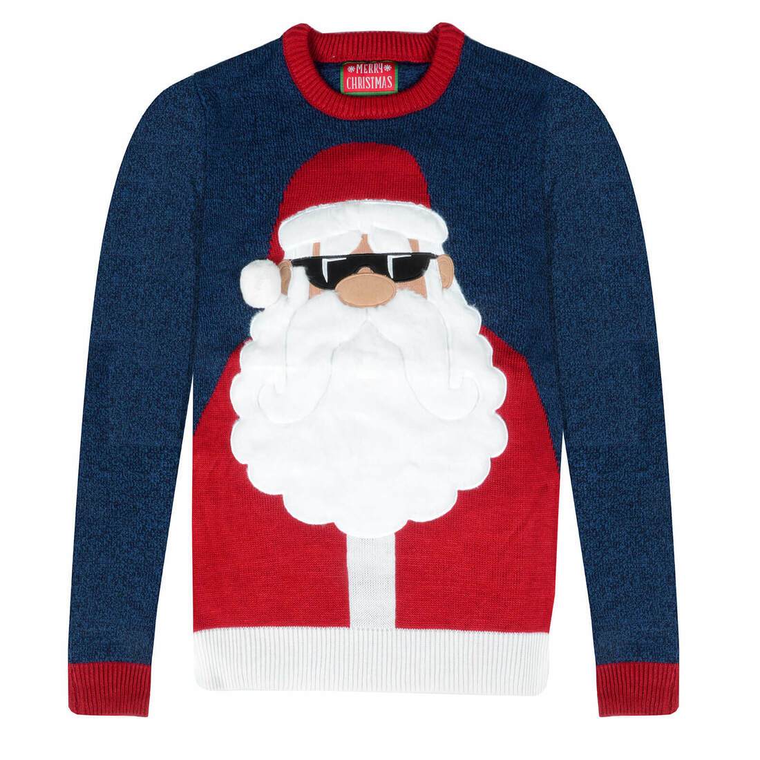 Mr Crimbo Mens Santa Claus Sunglasses Christmas Jumper Marl