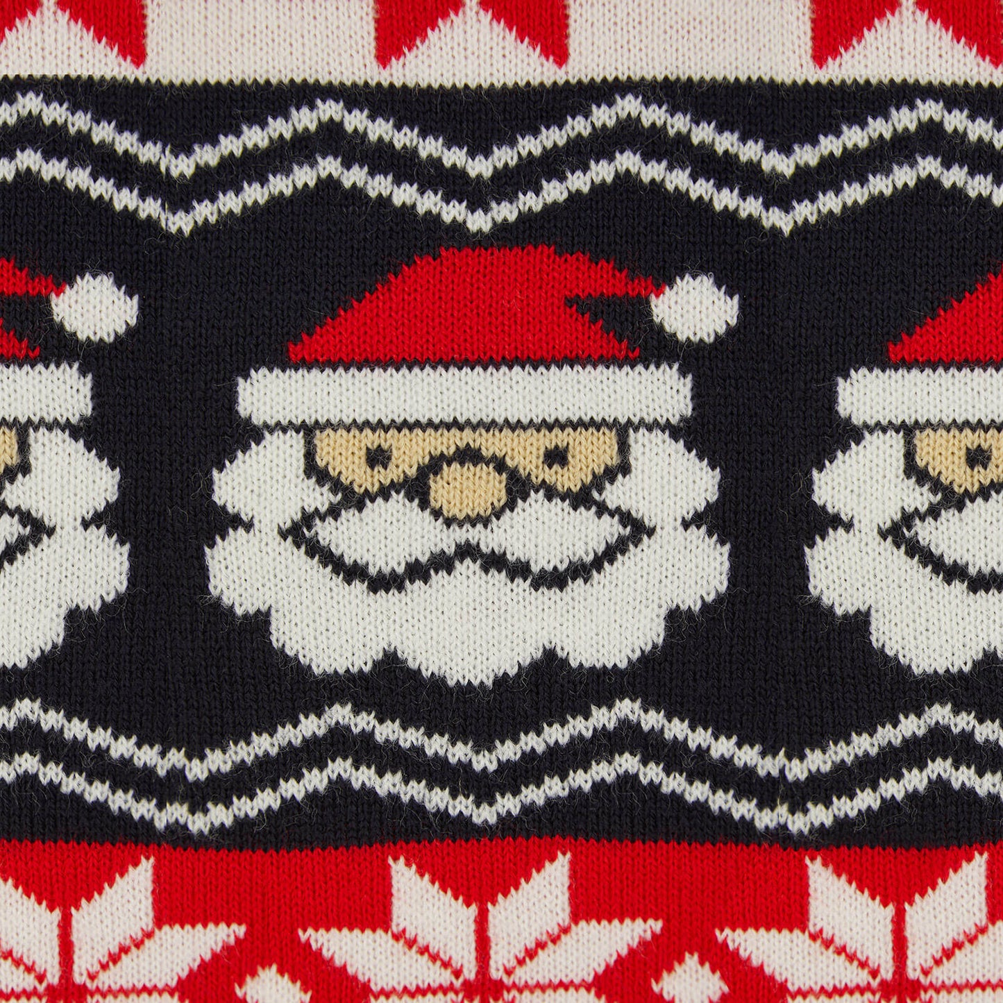 Mr Crimbo Kids Christmas Jumper Santa Head Fair Isle Snowflakes - MrCrimbo.co.uk -SRG2A17150_E - Tokyo Red -christmas jumper