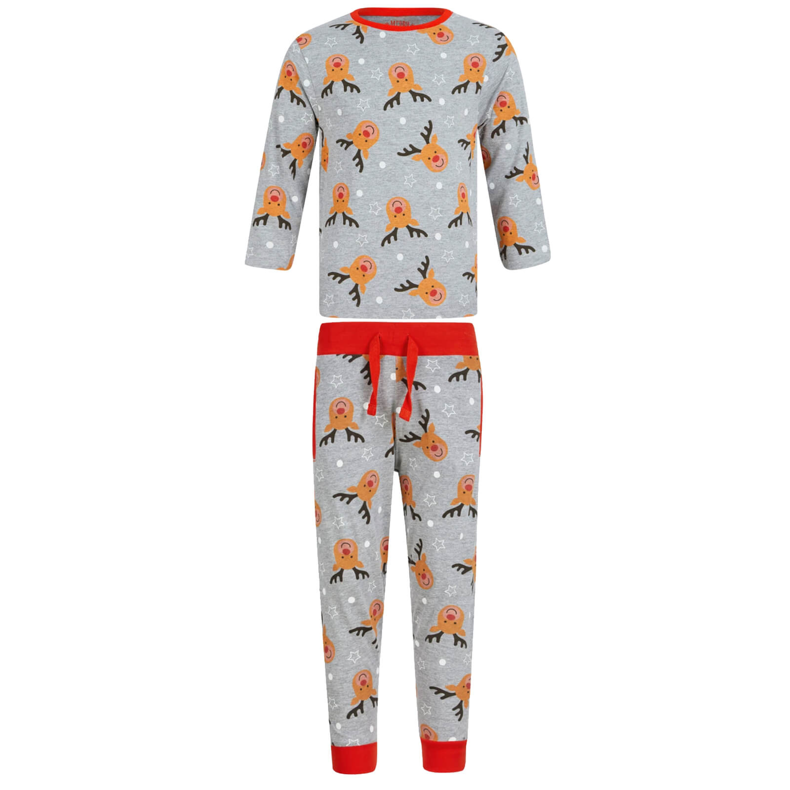 Mr Crimbo Boys Kids Christmas Pyjama Set Rudolph Print - MrCrimbo.co.uk -SRG2Q17463_F - Grey -11-13 years