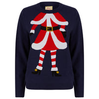 Mr Crimbo Womens Mrs Claus Christmas Jumper Navy Blue Sweater - MrCrimbo.co.uk -SRG3A17238_A - 10 -Black