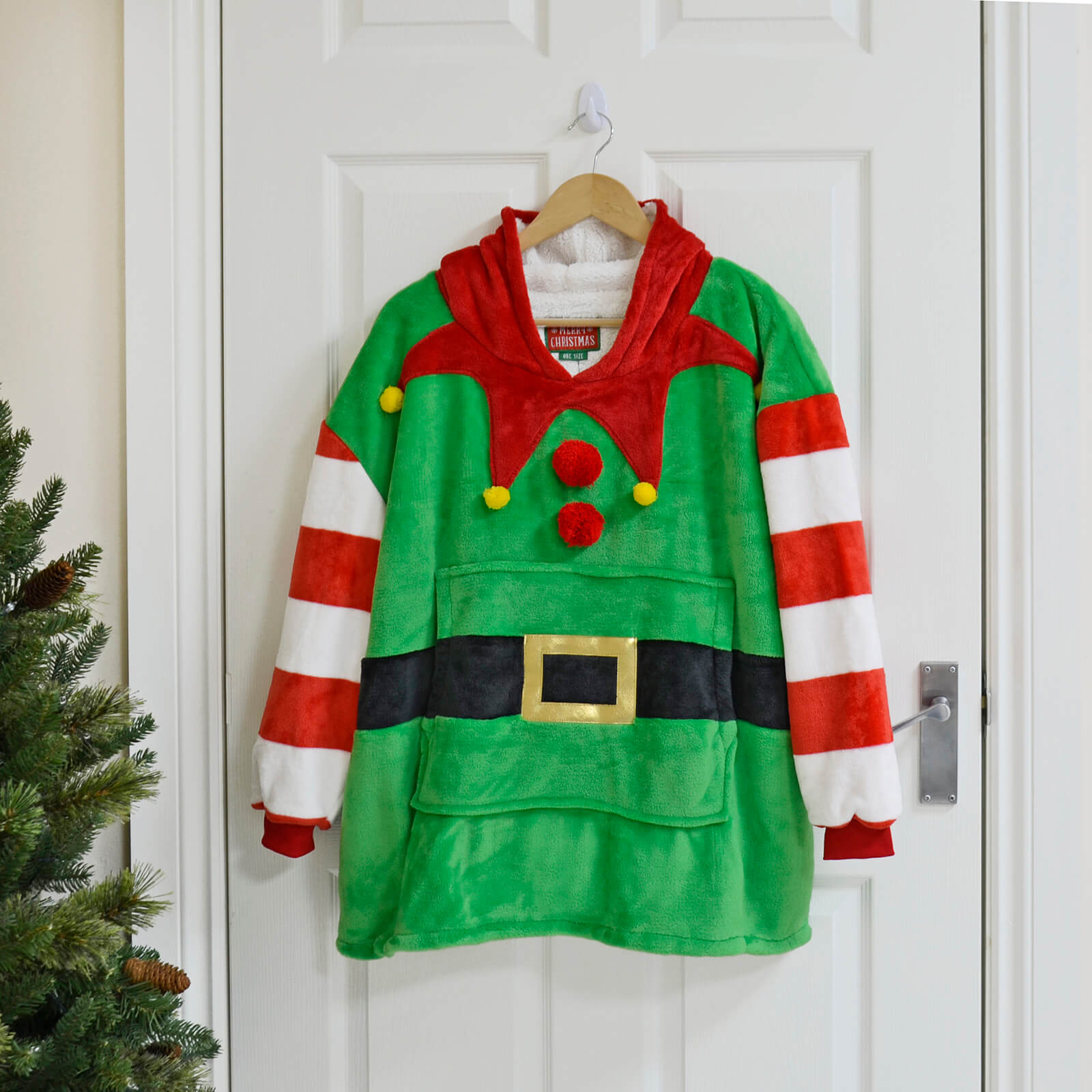 Mr Crimbo Kids Christmas Elf Hoodie Blanket Unisex Fleece Top - MrCrimbo.co.uk -SRG4Q17750 - -christmas elf