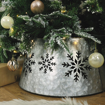 Mr Crimbo Christmas Tree Skirt Light up Snowflake Collar - MrCrimbo.co.uk -XS7115 - -christmas tree skirt