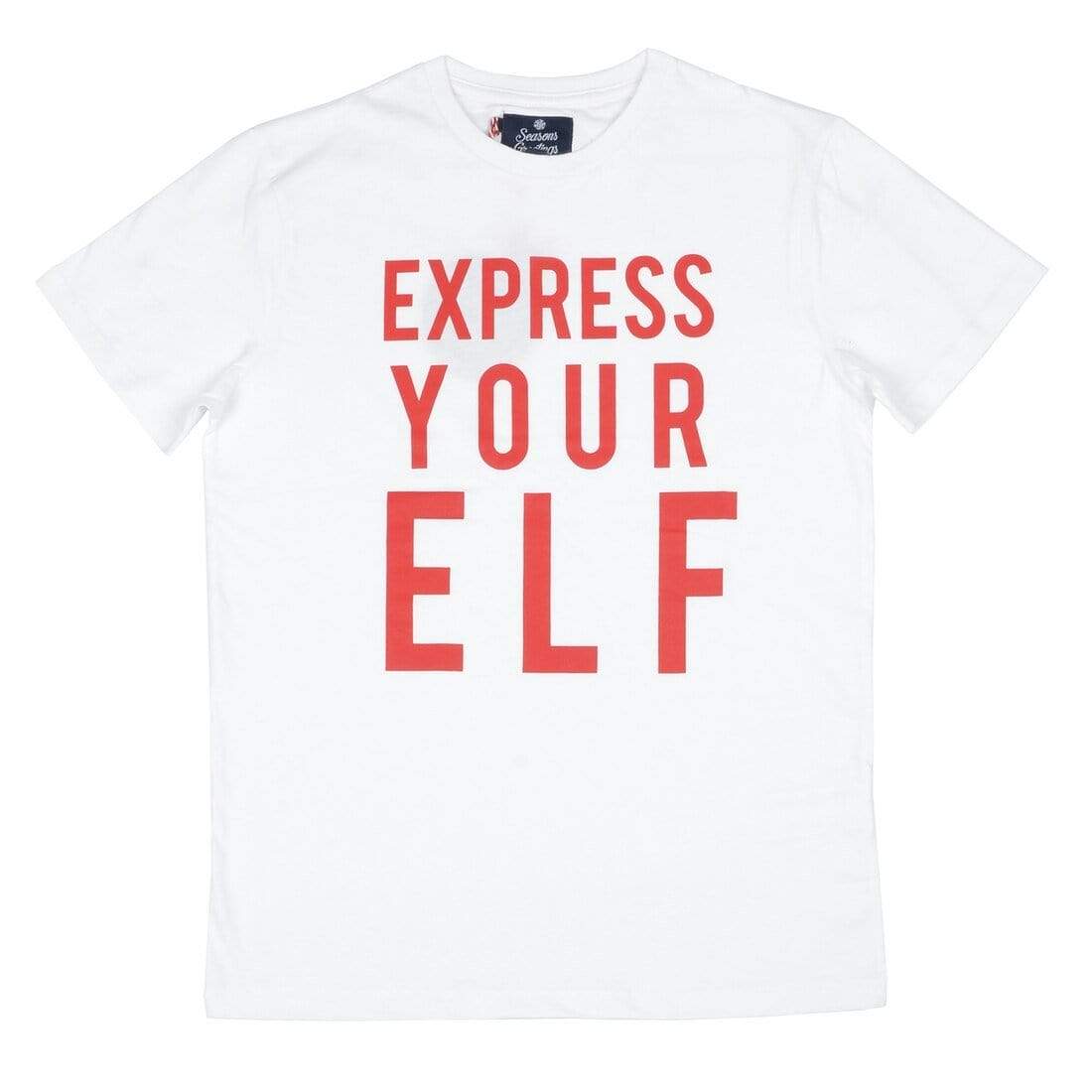 Mr Crimbo Mens Crew White Express Your Elf Christmas T-Shirt - MrCrimbo.co.uk -VISMW06031_A - S -christmas tshirt