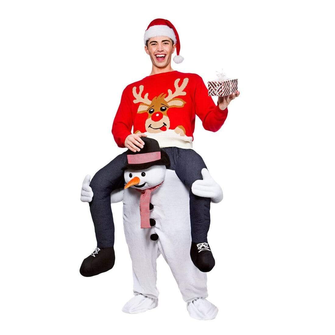 Mr Crimbo Adults Unisex Carry Me Snowman Christmas Costume - MrCrimbo.co.uk -WKDMA-8591 - -carry me costume