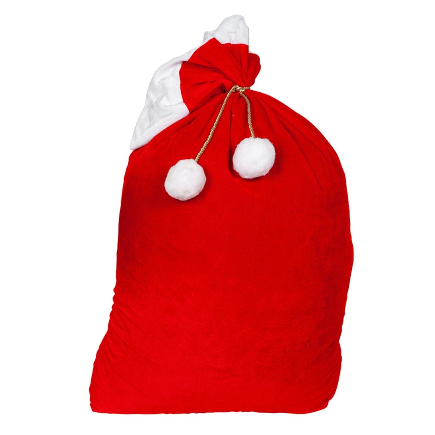 Mr Crimbo Santa Sack Deluxe Red Velvet Bag White Pom Poms - MrCrimbo.co.uk -WKDXM-4674 - Large -santa gift