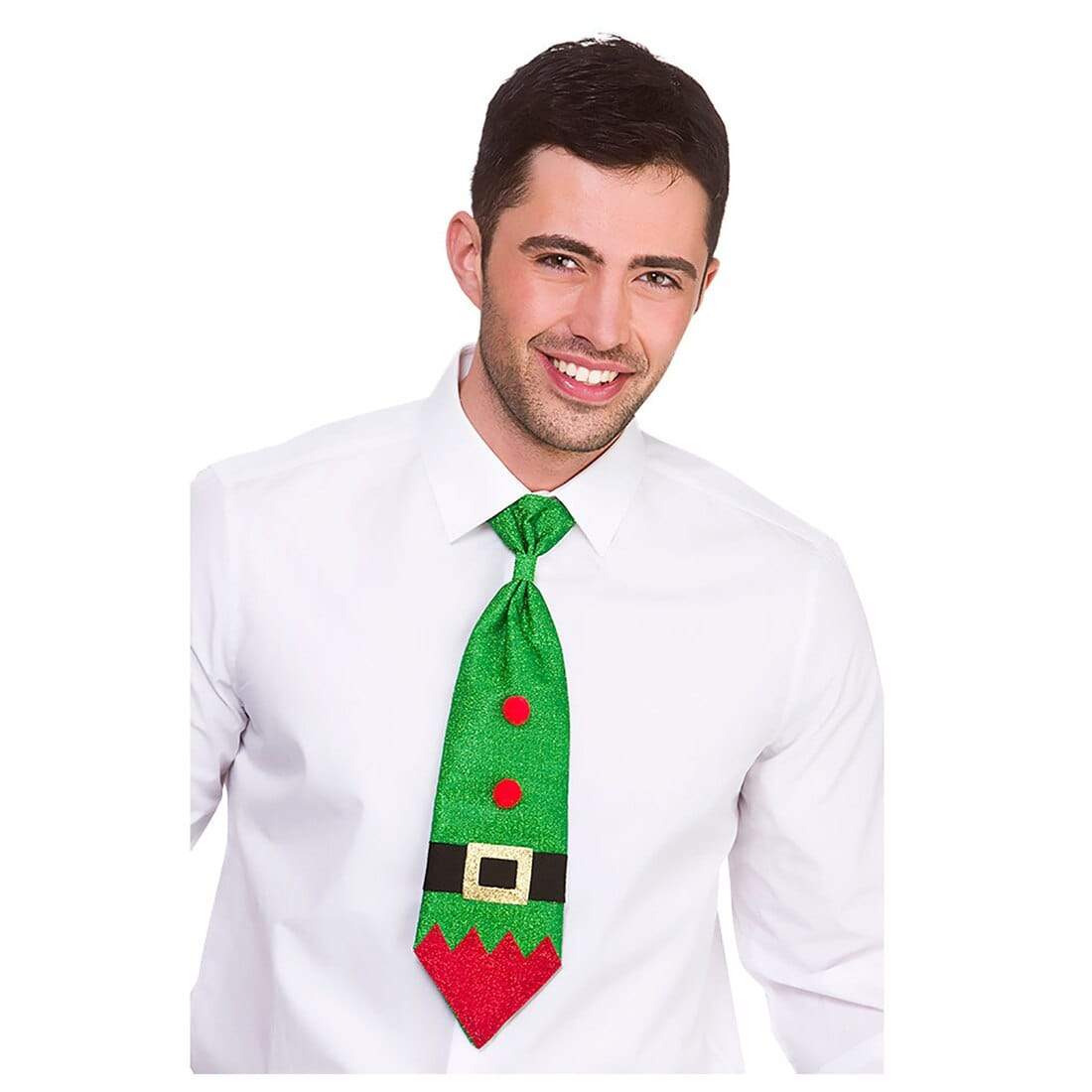 Mr Crimbo Adults Fun Glitter Novelty Christmas Tie Santa Elf - MrCrimbo.co.uk -WKDXM-4655 - Elf -christmas costume
