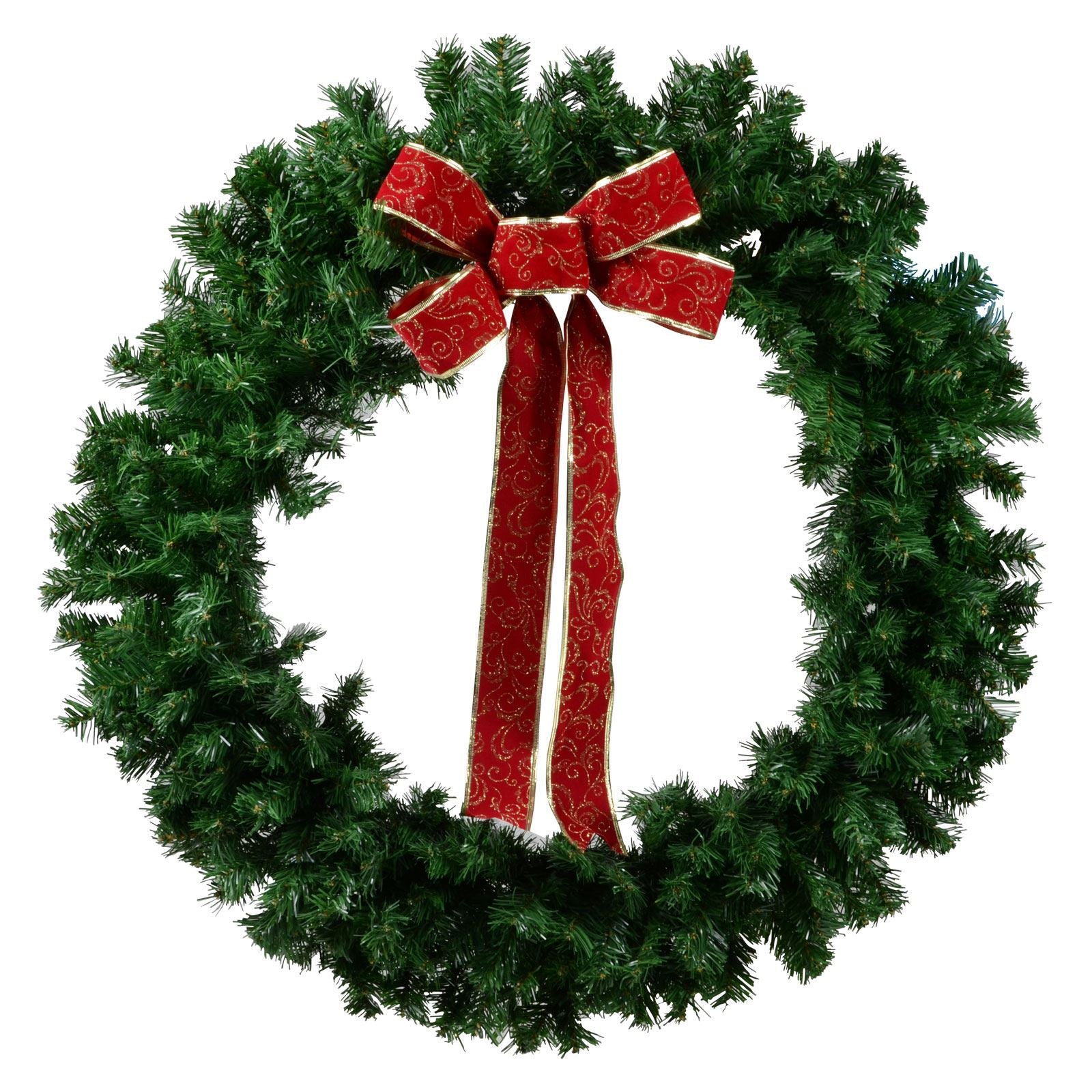 Mr Crimbo Large Christmas Wreath Green Pine Red Bow 36" - MrCrimbo.co.uk -XS1673 - -Decorations