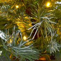 Mr Crimbo Pair 4ft Pre-Lit Pine Xmas Trees Star Base Mains Op - MrCrimbo.co.uk -XS2875 - Frosted -Trees