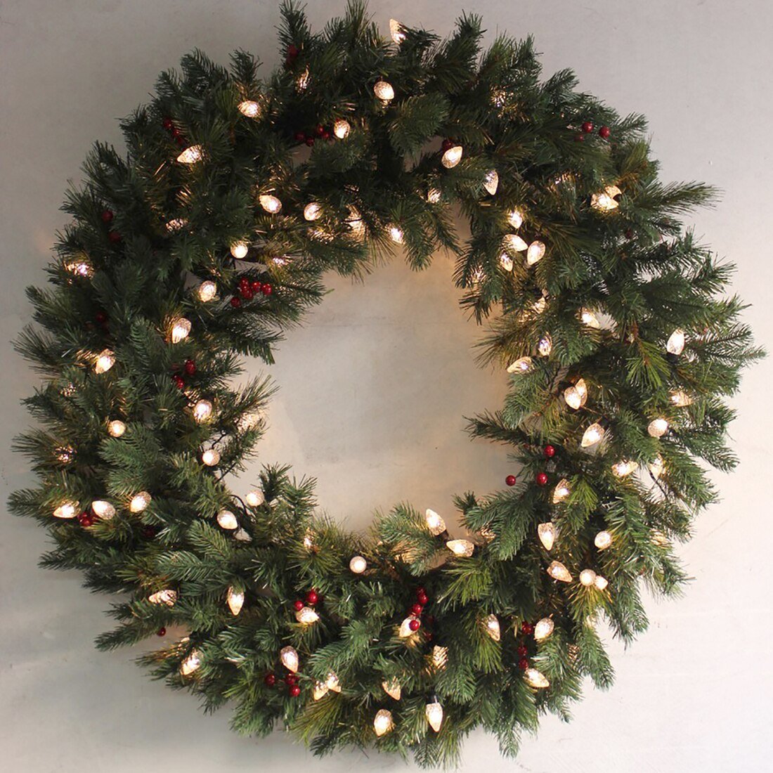 Mr Crimbo Large Pre-Lit Christmas Wreath LED Door Decoration - MrCrimbo.co.uk -XS3628 - 40" -christmas wreath