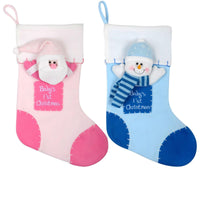 Mr Crimbo 16" Christmas Stocking Babys First Blue Pink Plush - MrCrimbo.co.uk -XS3702 - Blue -1st christmas