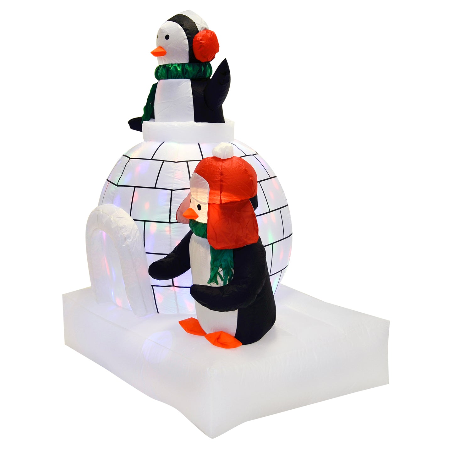 Mr Crimbo 5ft Penguin And Igloo Inflatable With Disco Lights - MrCrimbo.co.uk -XS4236 - -6ft inflatable