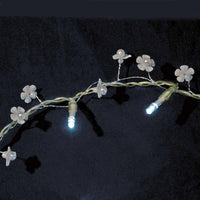 Mr Crimbo 20 Light Garland Bead Leaf Flower LED Battery Op - MrCrimbo.co.uk -XS4430 - White LED Flower