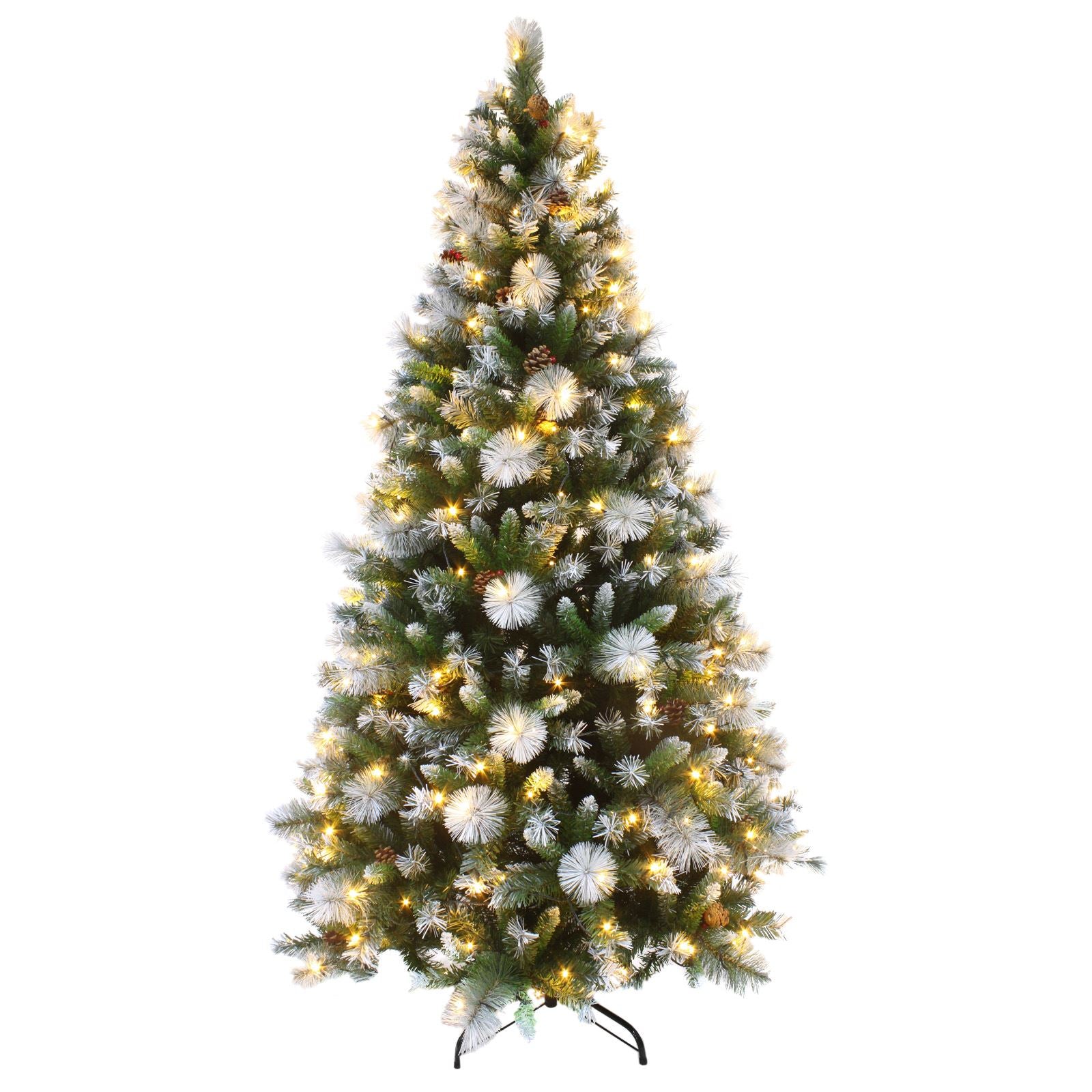 Mr Crimbo 6ft 7ft Pre-Lit Luxury Christmas Tree Cones Berries - MrCrimbo.co.uk -XS4454 - 6ft -christmas tree