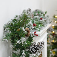 Mr Crimbo Luxury Christmas Garland Frosted Pine Holly 106"