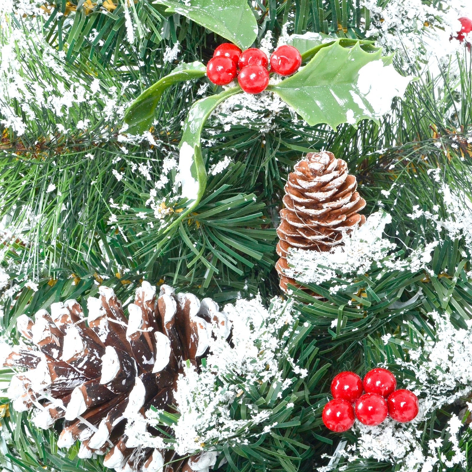 Mr Crimbo 2ft Mini Snowy Christmas Tree With Holly Berries - MrCrimbo.co.uk -XS4459 - -christmas tree