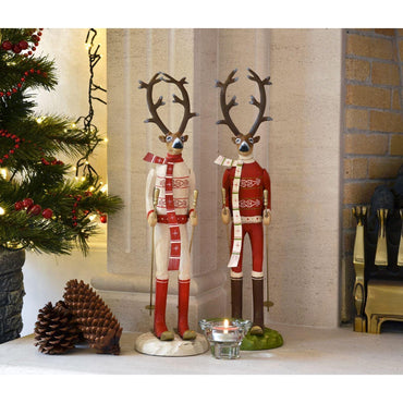 Mr Crimbo 17" Novelty Skiiing Reindeer Christmas Ornament - MrCrimbo.co.uk -XS4508 - Red -christmas decorations