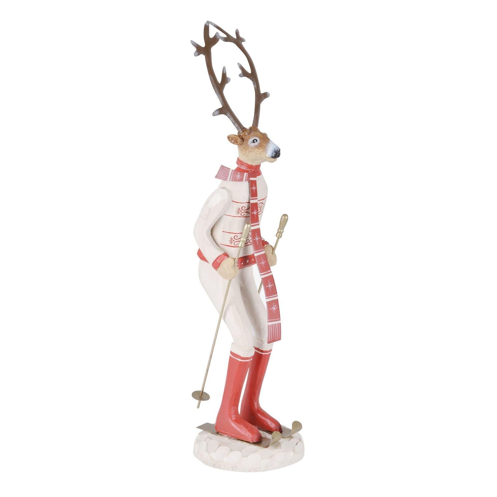 Mr Crimbo 17" Novelty Skiiing Reindeer Christmas Ornament - MrCrimbo.co.uk -XS4509 - White -christmas decorations
