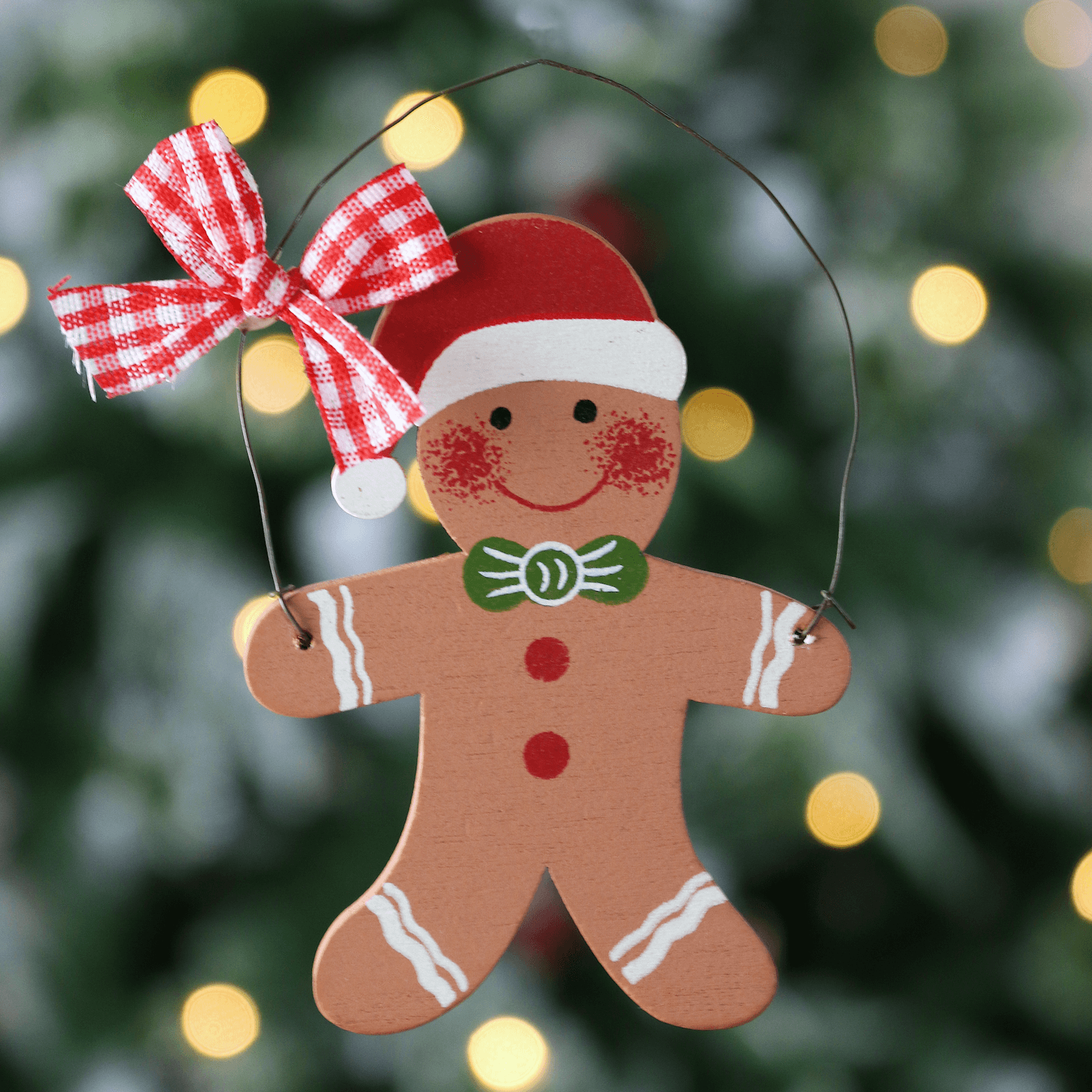 Mr Crimbo 6pk Gingerbread Man Wooden Xmas Tree Decorations - MrCrimbo.co.uk -XS4521 - -christmas tree decorations