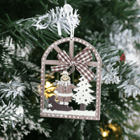 Mr Crimbo 6pk Wooden Window Christmas Tree Decorations - MrCrimbo.co.uk -XS4528 - -christmas tree decorations