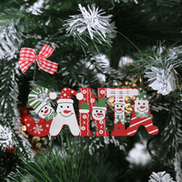 Mr Crimbo 3pk Wooden Santa Word Christmas Tree Decorations - MrCrimbo.co.uk -XS4532 - -decorations