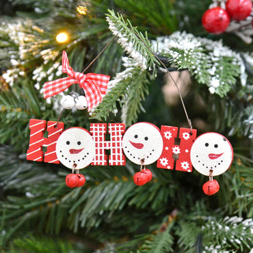 Mr Crimbo 3pk Wooden Ho Ho Ho Christmas Tree Decorations - MrCrimbo.co.uk -XS4533 - -christmas tree baubles