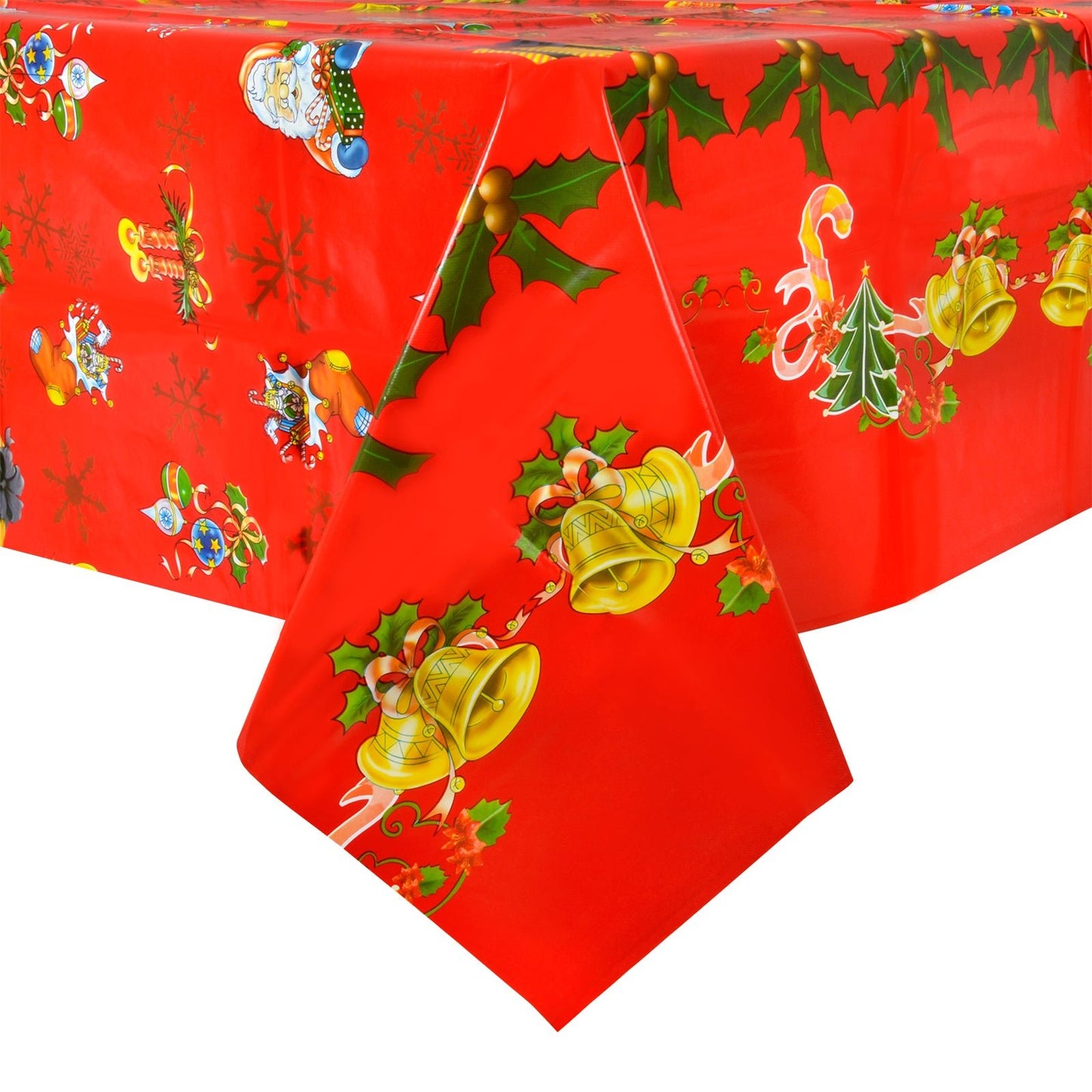 Mr Crimbo PVC Wipe Clean Large Christmas Bell Tablecloth - MrCrimbo.co.uk -XS4589 - -christmas table