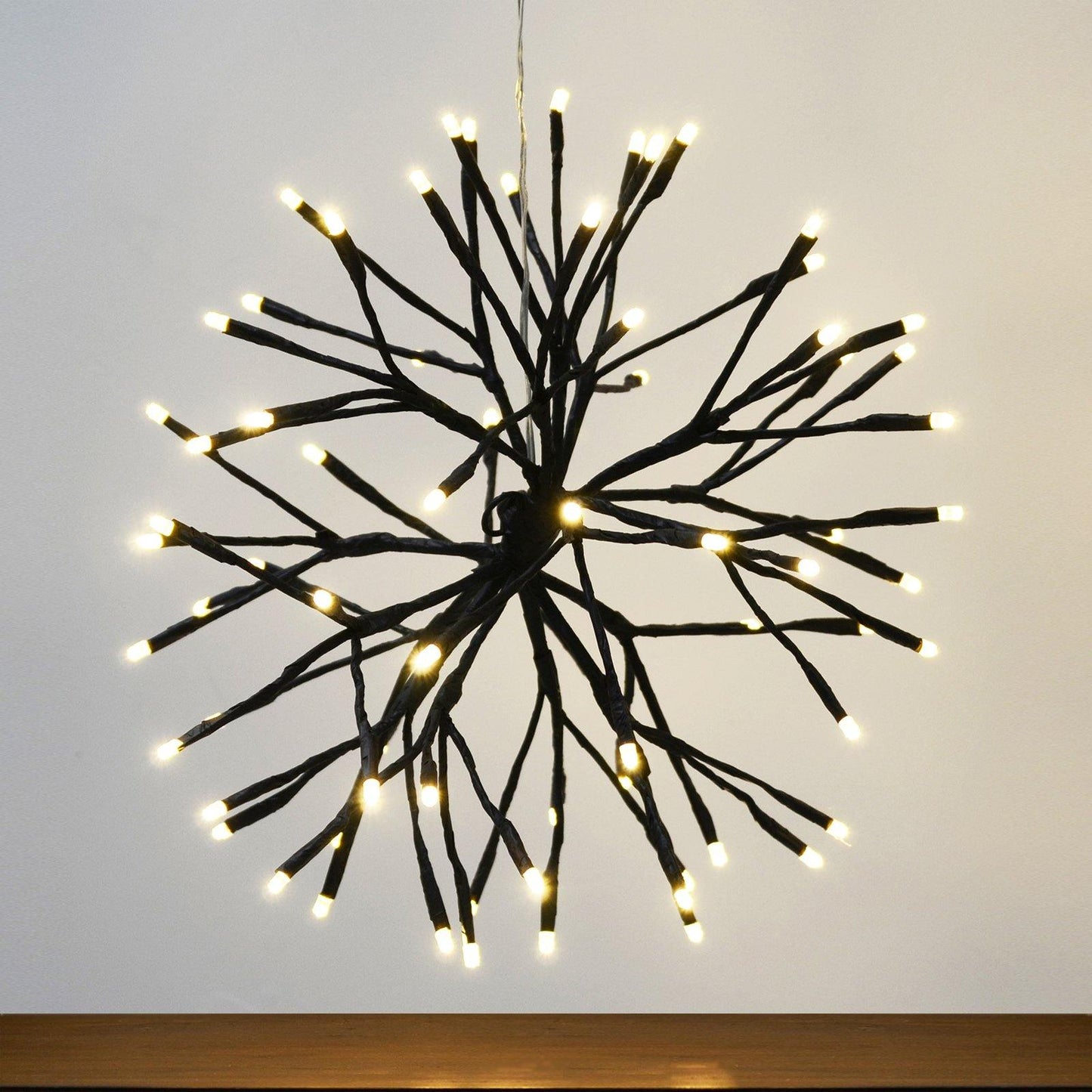 Mr Crimbo 14" Light Up Twig Ball Hanging Christmas Decoration - MrCrimbo.co.uk -XS5039 - Black -christmas decor